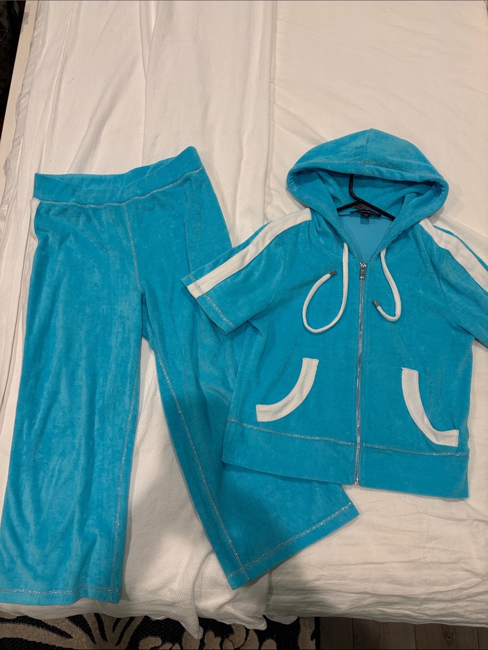 Boston Proper Turquoise Velour Hoodie & Joggers Set